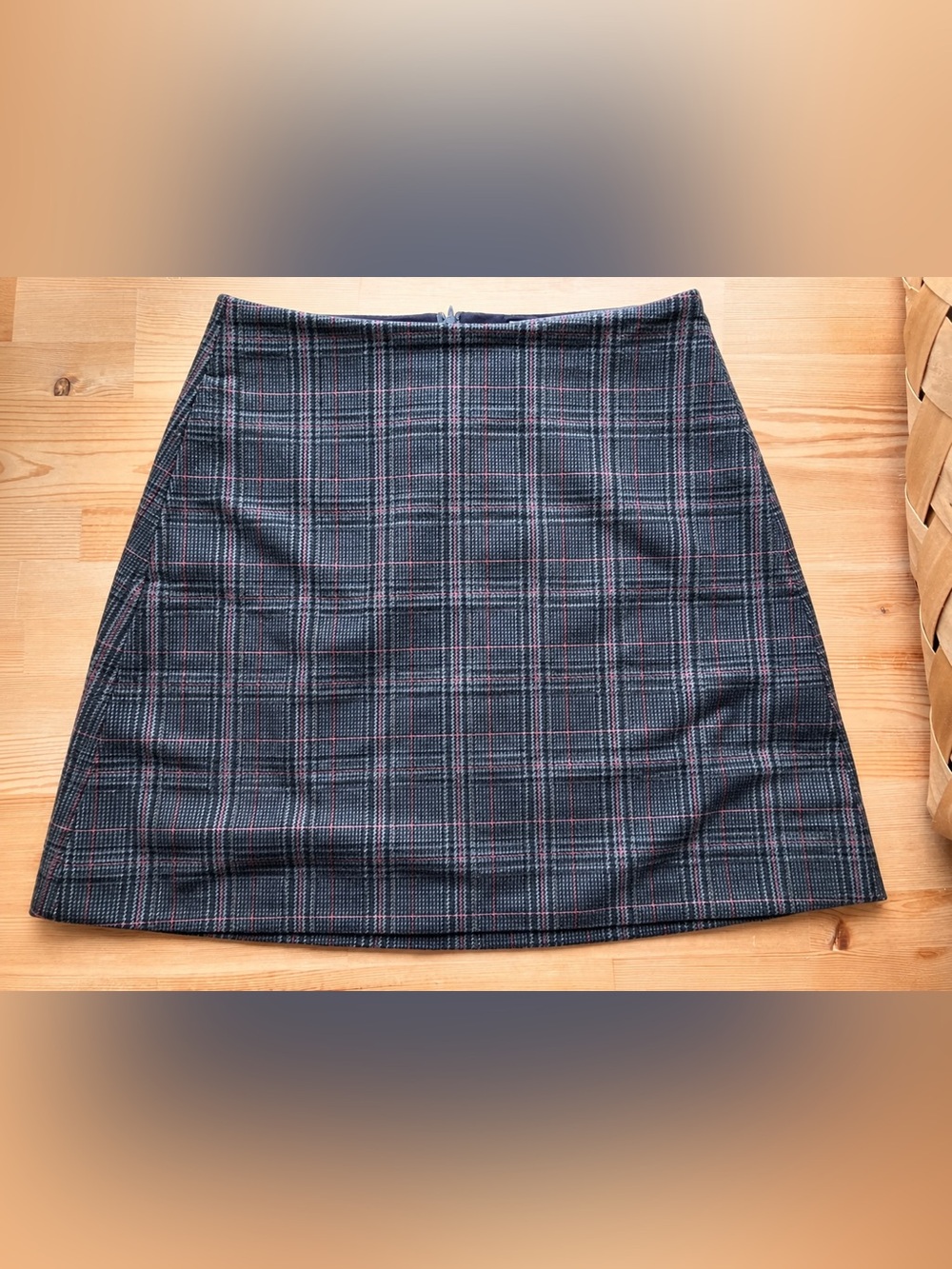 Wilfred Plaid A-Line Mini Skirt in Navy